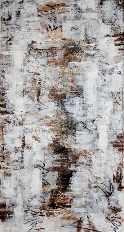 mixed media: conte, ink, acrylic, charcoal, gesso
48 x 24 inches