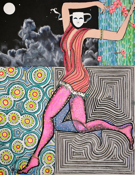 Mixed media - collage on canvas panel
14 x 18 inches