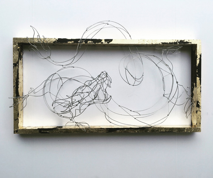 Wire, wood and gold leaf
28 x 14 x 5 inches